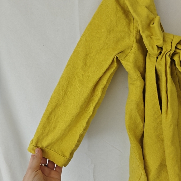 See By Chloe One Shoulder Bow Tie Yellow Linen Blend Mini Dress Size 6 Women's - Picture 10 of 16